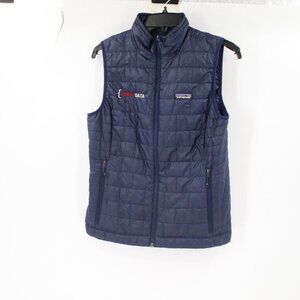 Patagonia Vest Womens Small Full Zip Puffer PrimaLoft Logo Embroidered Blue gorp